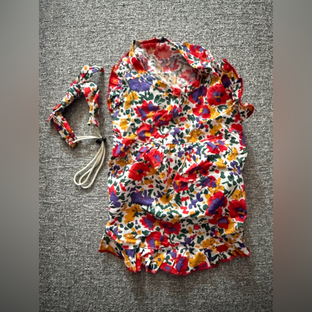 Floral Multicolor dog outfits with matching head bow